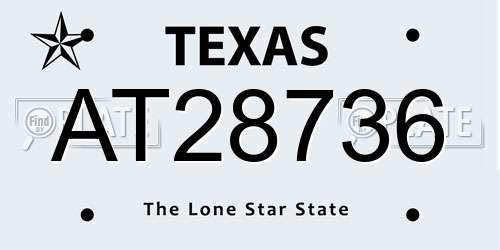 AT28736 Texas License Plate