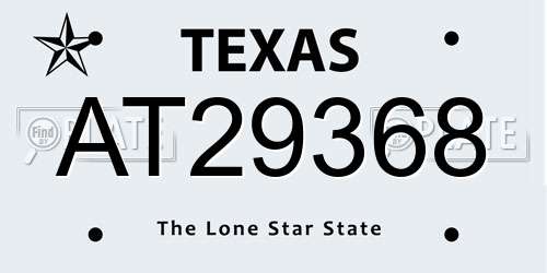 AT29368 Texas License Plate