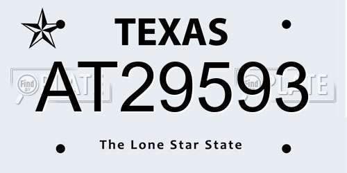 AT29593 Texas License Plate