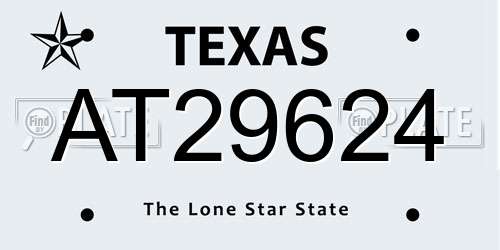 AT29624 Texas License Plate