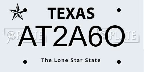 AT2A6O Texas License Plate