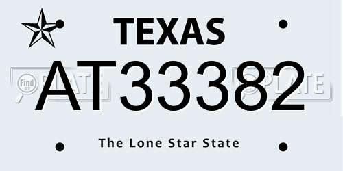 AT33382 Texas License Plate