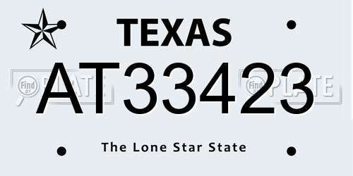 AT33423 Texas License Plate