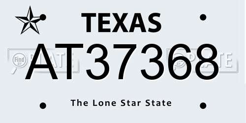AT37368 Texas License Plate
