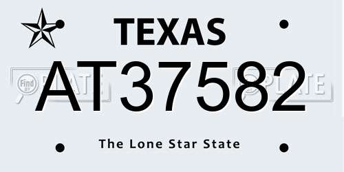 AT37582 Texas License Plate
