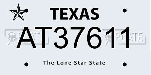 AT37611 Texas License Plate