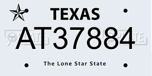 AT37884 Texas License Plate