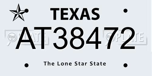 AT38472 Texas License Plate