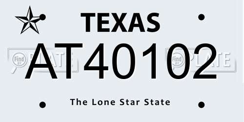 AT40102 Texas License Plate