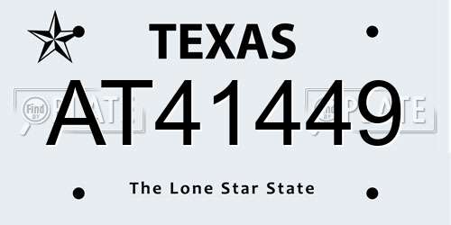 AT41449 Texas License Plate
