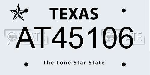 AT45106 Texas License Plate