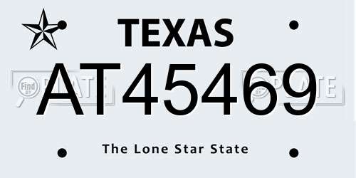 AT45469 Texas License Plate