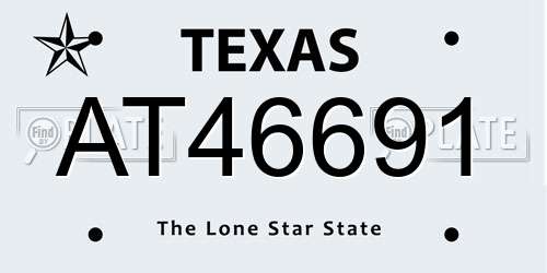 AT46691 Texas License Plate