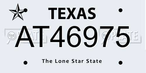 AT46975 Texas License Plate