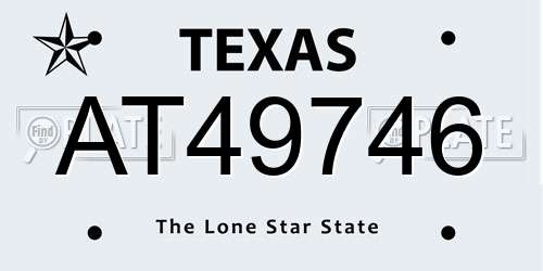 AT49746 Texas License Plate