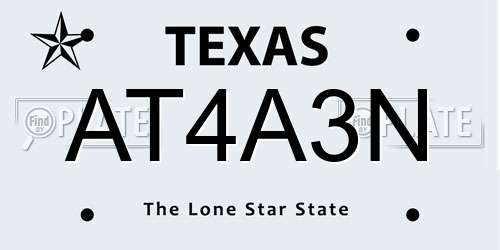 AT4A3N Texas License Plate