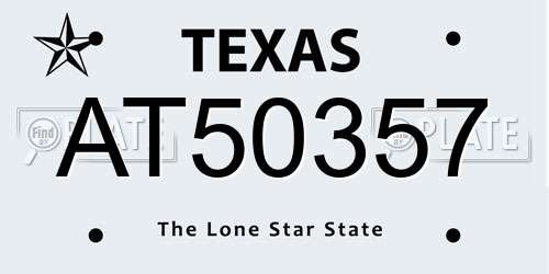 AT50357 Texas License Plate