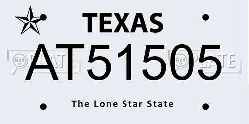 AT51505 Texas License Plate