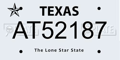 AT52187 Texas License Plate