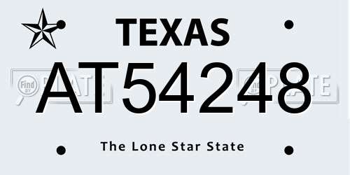 AT54248 Texas License Plate