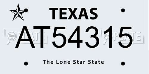 AT54315 Texas License Plate