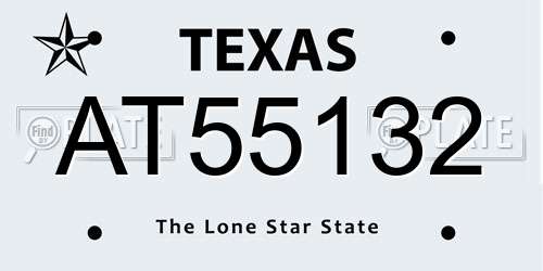 AT55132 Texas License Plate