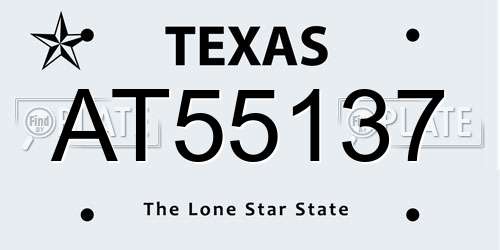 AT55137 Texas License Plate