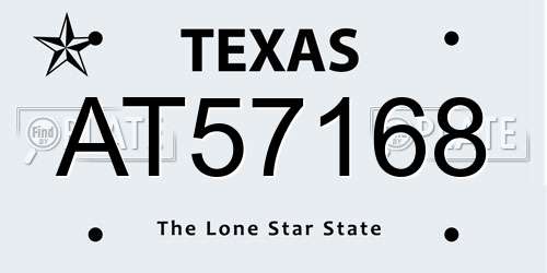 AT57168 Texas License Plate