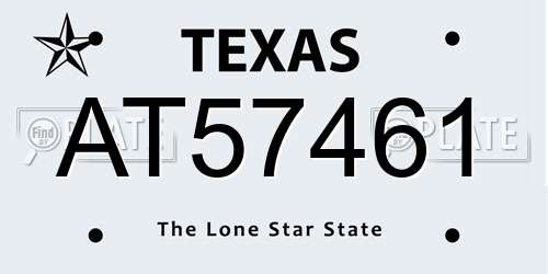 AT57461 Texas License Plate