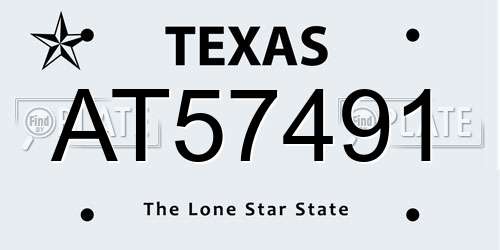 AT57491 Texas License Plate