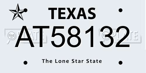 AT58132 Texas License Plate