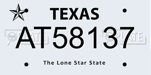 AT58137 Texas License Plate