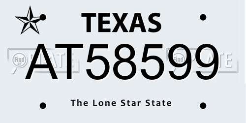 AT58599 Texas License Plate