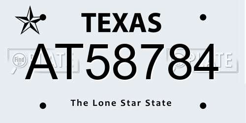 AT58784 Texas License Plate