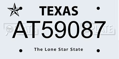 AT59087 Texas License Plate