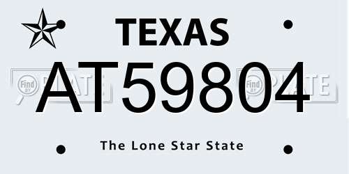AT59804 Texas License Plate