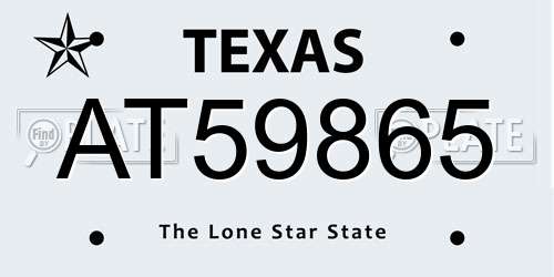 AT59865 Texas License Plate
