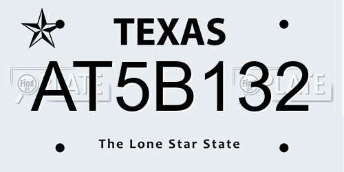 AT5B132 Texas License Plate