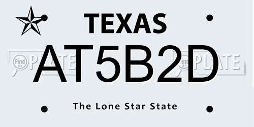 AT5B2D Texas License Plate