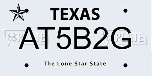 AT5B2G Texas License Plate