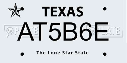 AT5B6E Texas License Plate