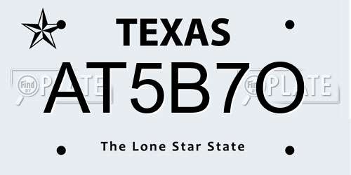 AT5B7O Texas License Plate