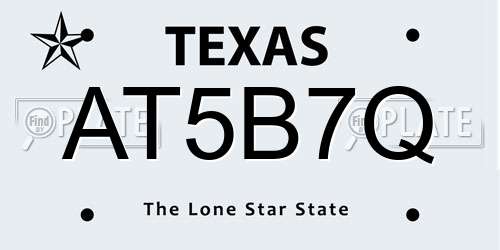 AT5B7Q Texas License Plate