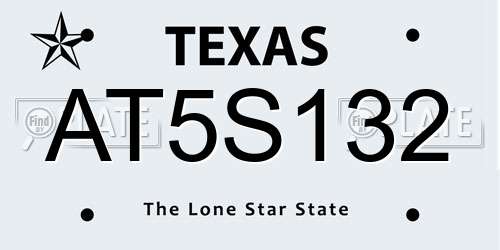 AT5S132 Texas License Plate