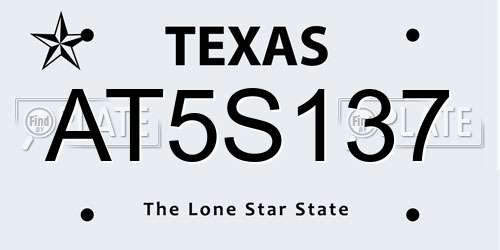 AT5S137 Texas License Plate