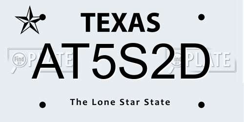 AT5S2D Texas License Plate