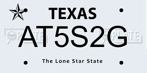 AT5S2G Texas License Plate