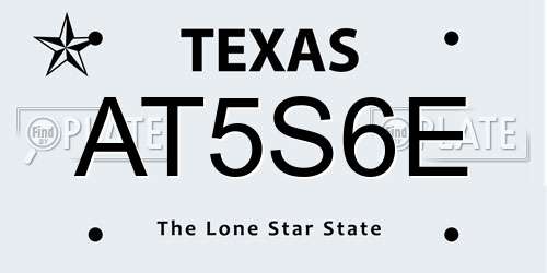 AT5S6E Texas License Plate