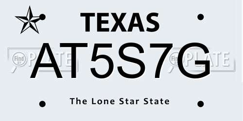 AT5S7G Texas License Plate