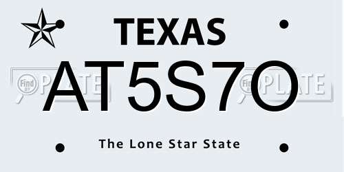 AT5S7O Texas License Plate